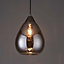 Corden Teardrop Pendant Glass & steel Black Ceiling light