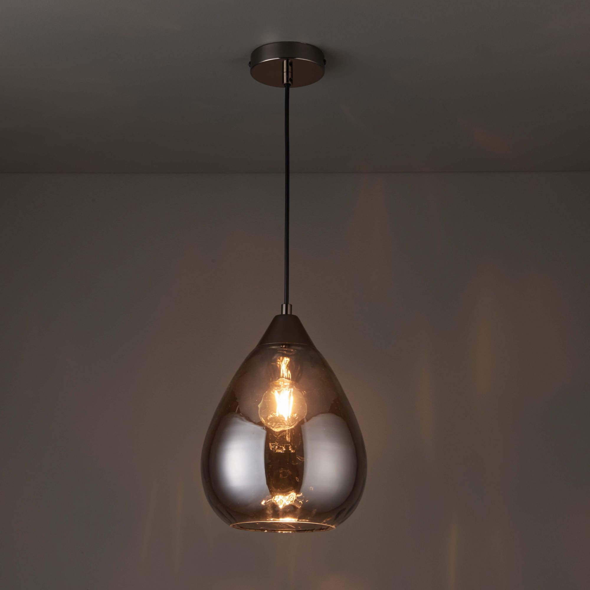 Corden Teardrop Pendant Glass & steel Black Ceiling light