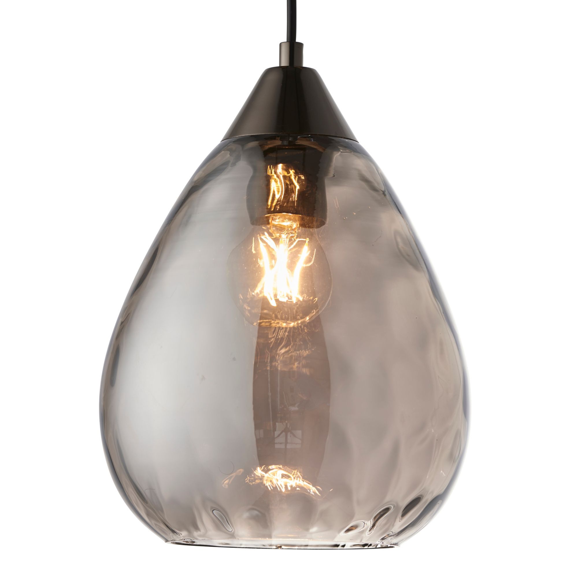 Corden Teardrop Pendant Glass & steel Black Ceiling light