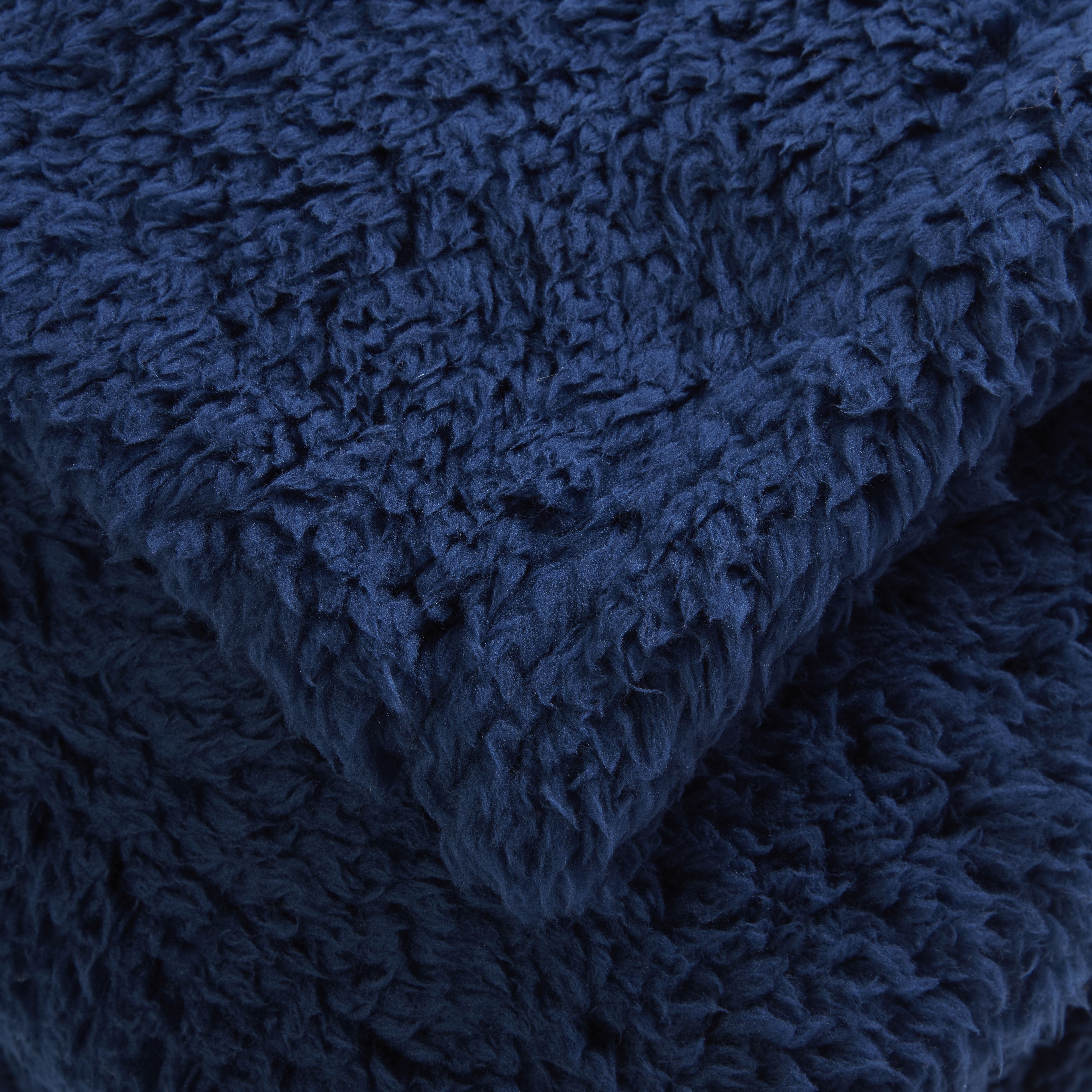 Core Blue Teddy Fleece Throw