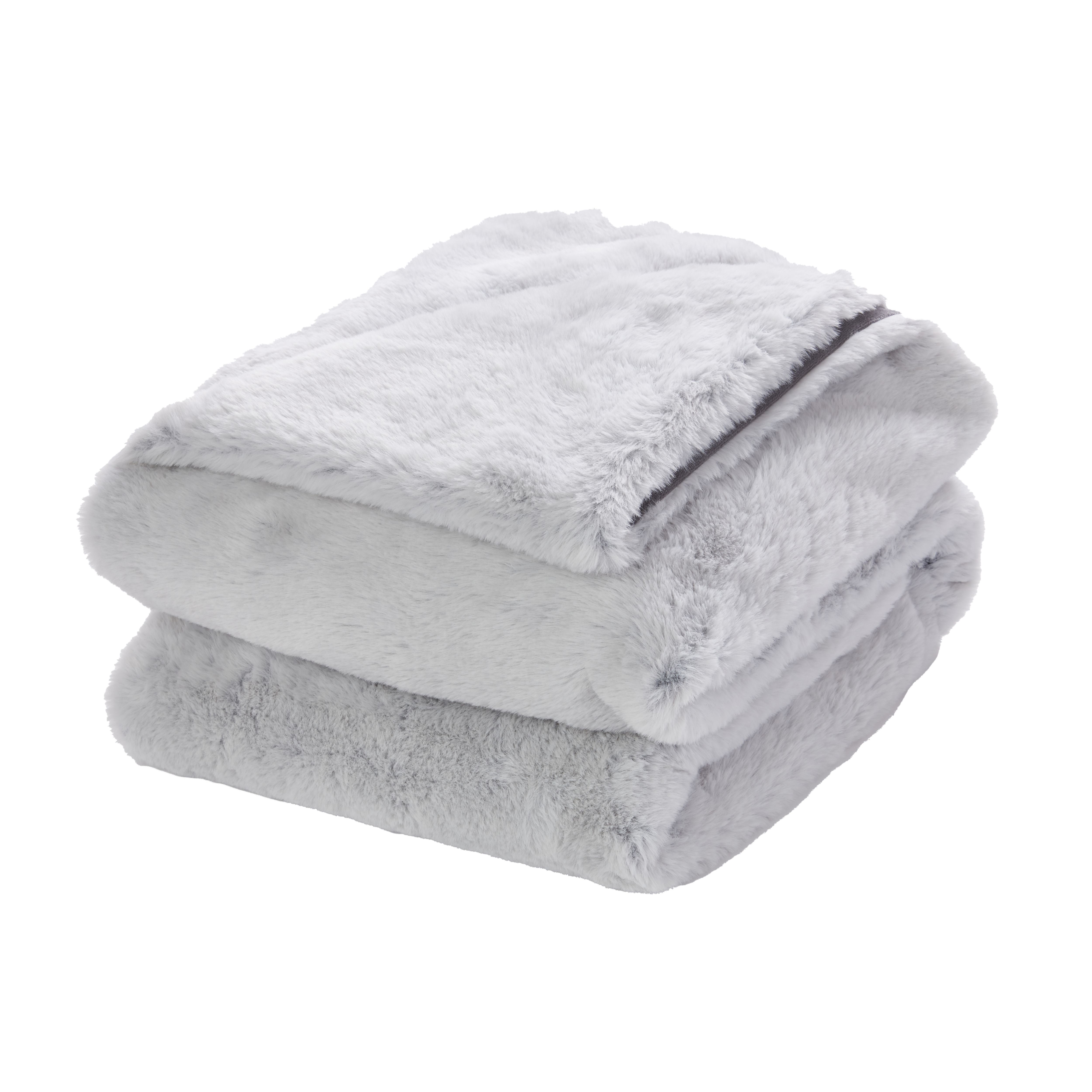 Core Grey Rabbit Faux fur Throw