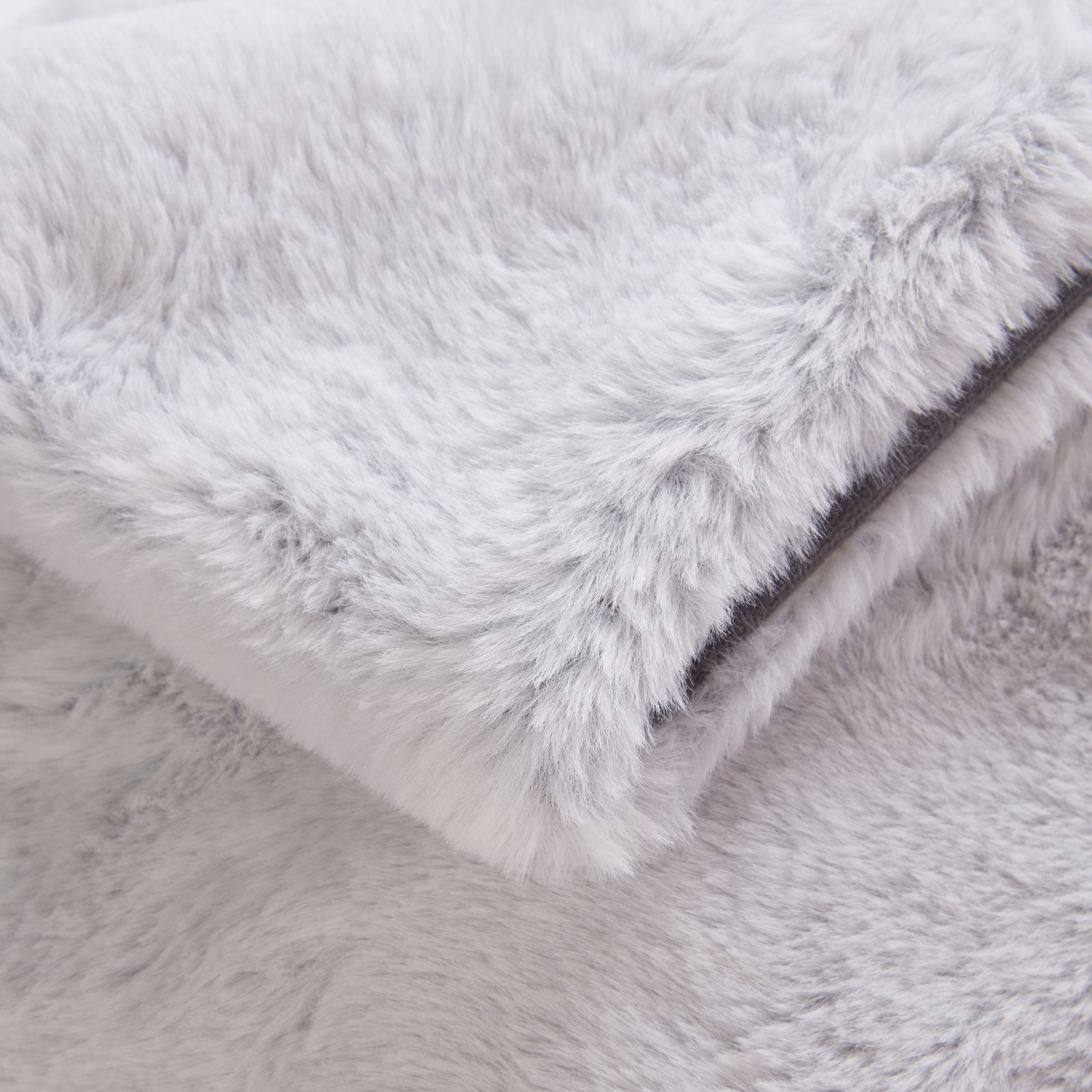 Core Grey Rabbit Faux fur Throw