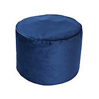 Core Velvet Blue Round Pouffe