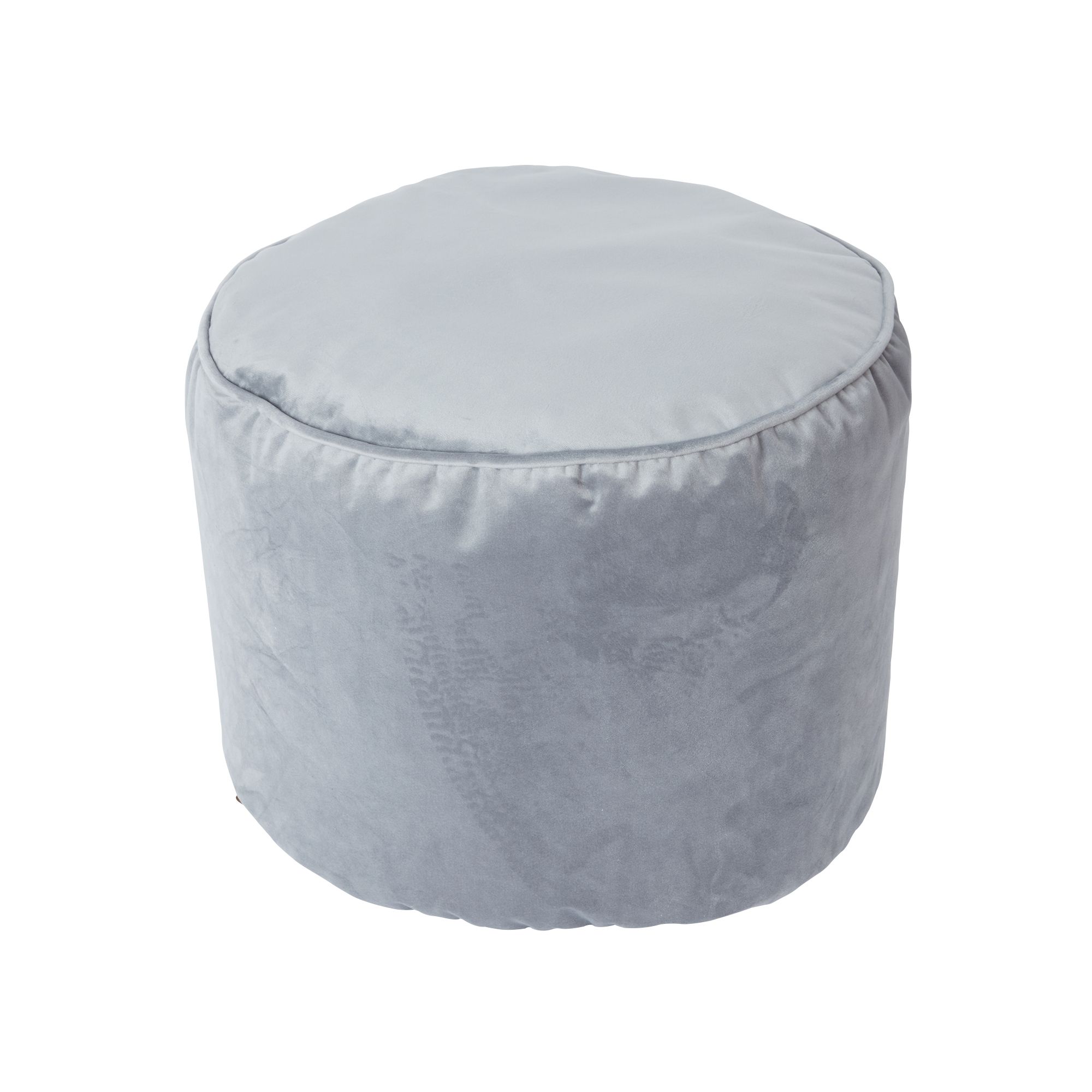 Core Velvet Grey Round Pouffe