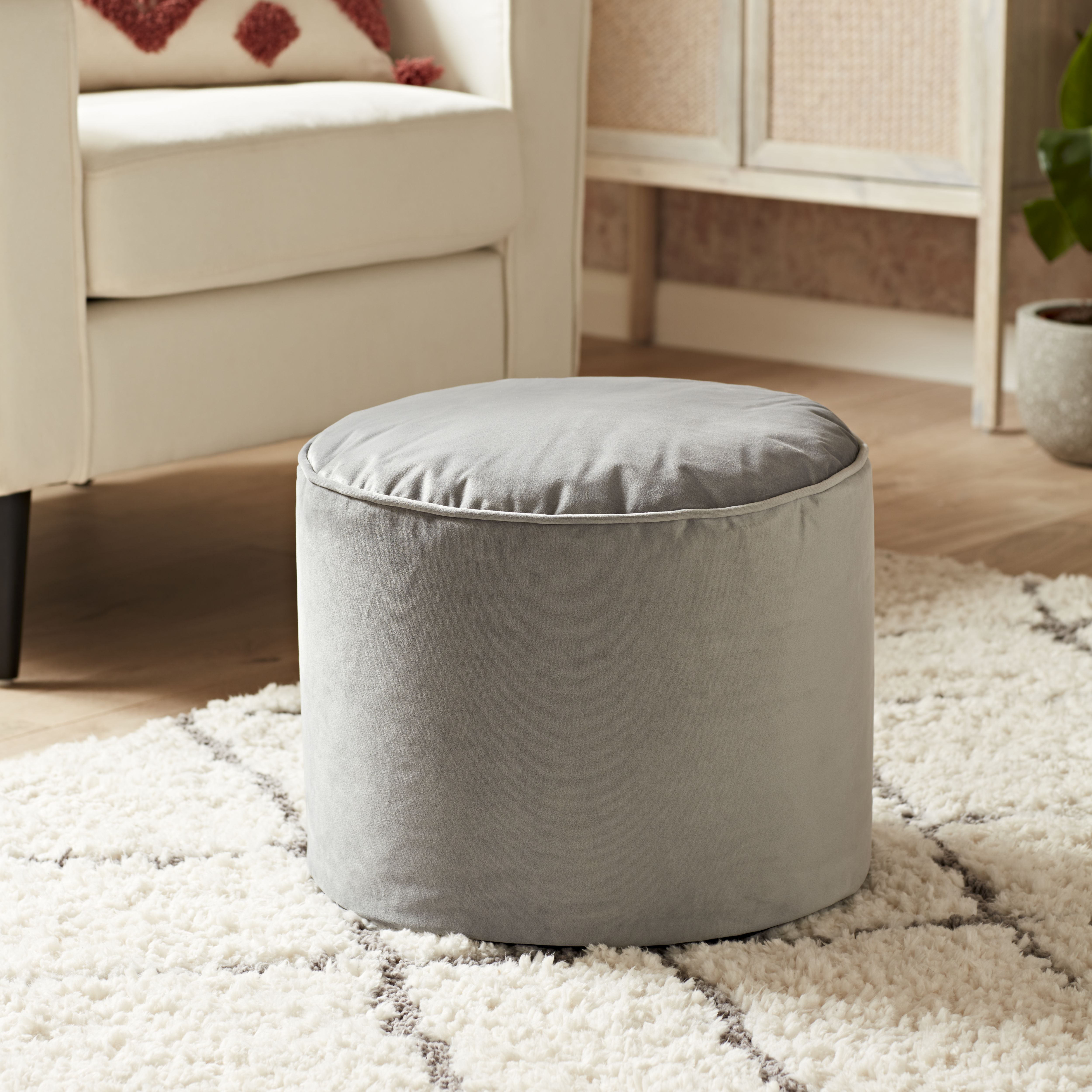 Round grey deals pouffe