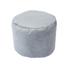 Core Velvet Woven Grey Round Pouffe