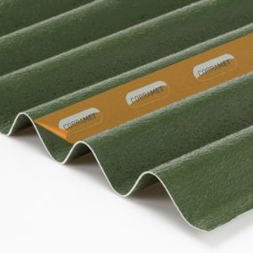 Corramet Green Plastic resin compound Corrugated roofing sheet (L)1m (W)950mm (T)2.5mm