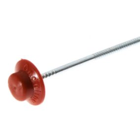 Corrubit Steel Red Roofing nail & cover cap, (L)8cm Pack of 100