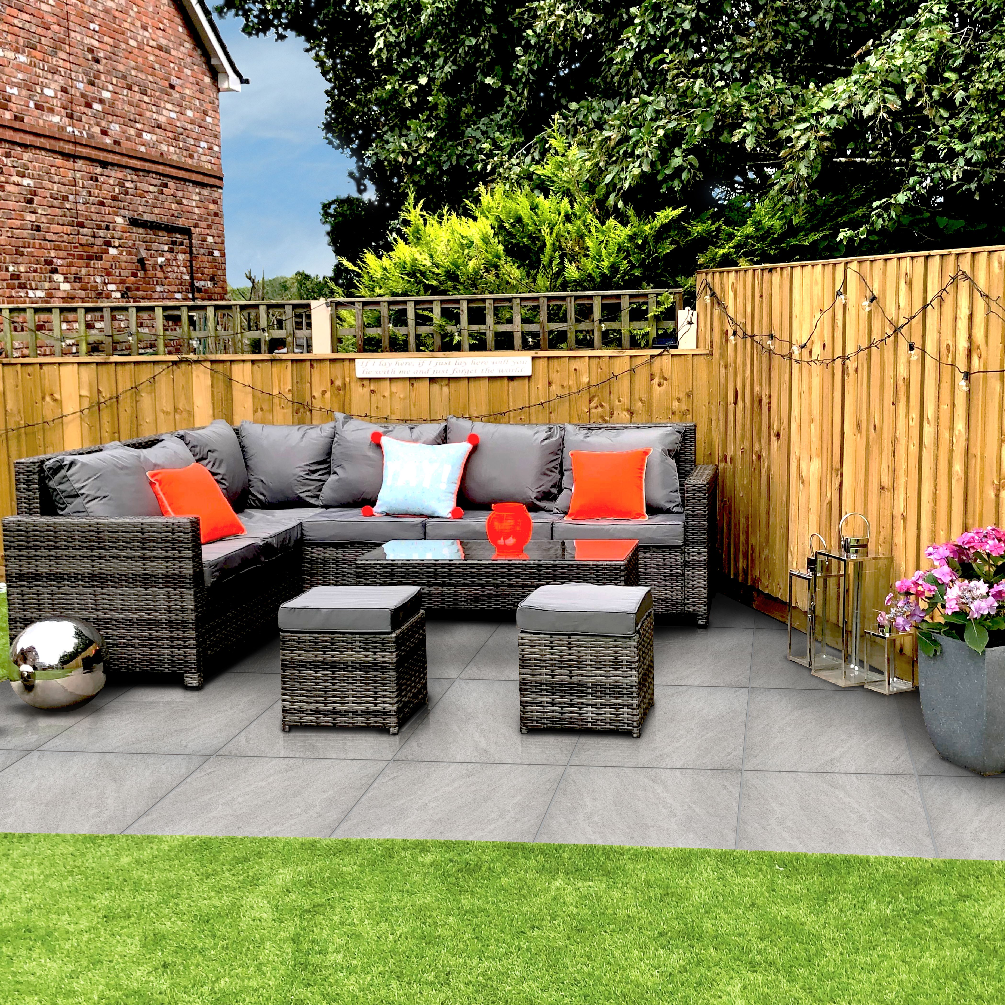 Cosmic Light grey Matt Stone effect Porcelain Outdoor Floor Tile