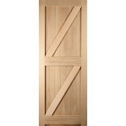 Cottage FLB Oak veneer LH & RH Internal Door, (H)1981mm (W)762mm (T)35mm