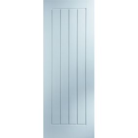 Cottage Primed White Woodgrain effect LH & RH Internal Door, (H)1981mm (W)610mm