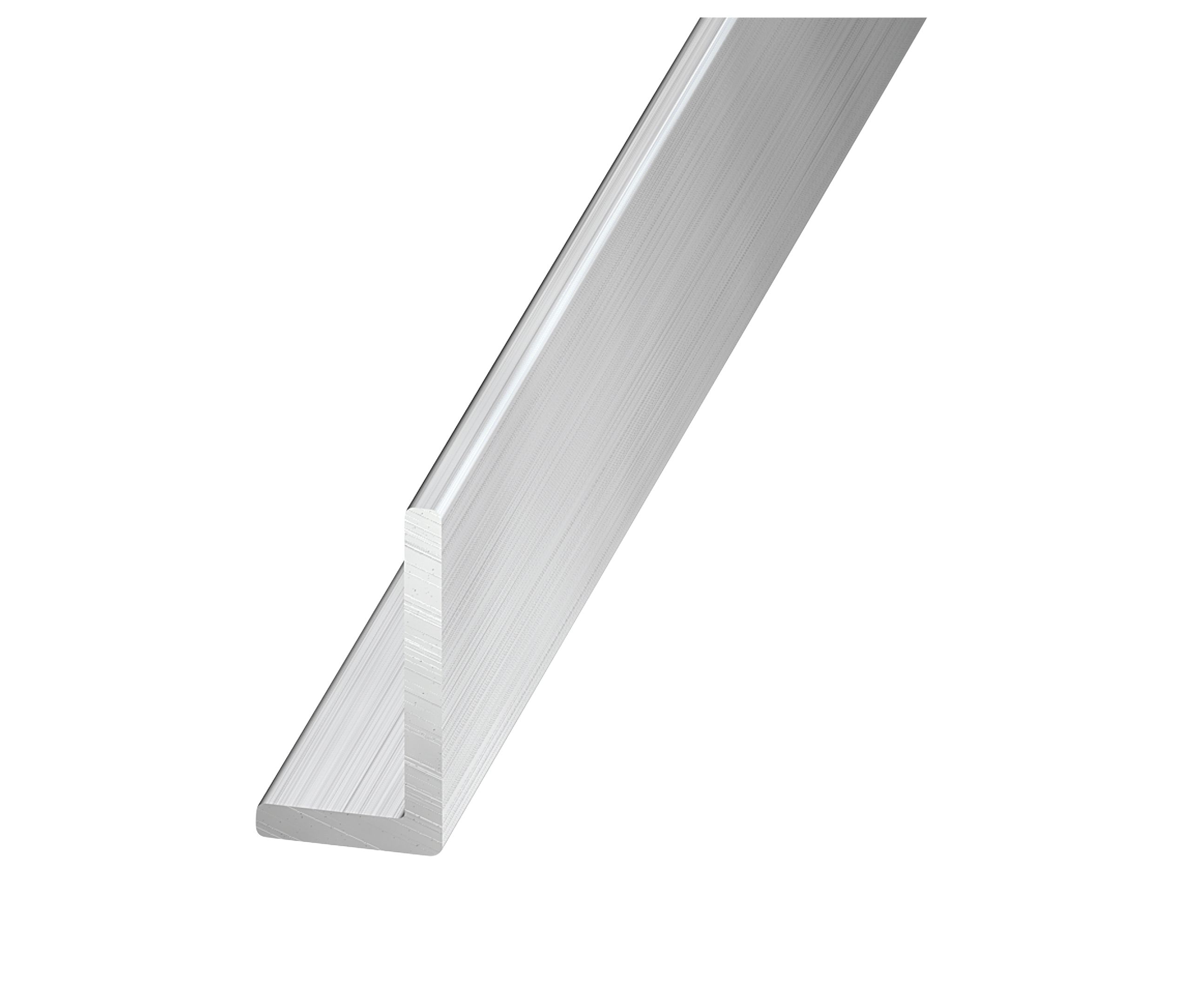 CQFD Gris Silver effect Aluminium Unequal L-shaped Angle profile, (L)2.5m (W)15mm (D)10mm (T)1mm