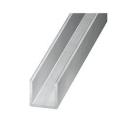 CQFD Silver effect Aluminium Equal U-shaped Angle profile, (L)1m (W)10mm (D)10mm (T)1mm