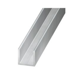 CQFD Silver effect Aluminium Equal U-shaped Angle profile, (L)1m (W)10mm (T)1mm