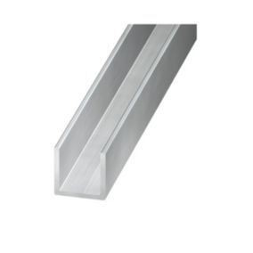 CQFD Silver effect Aluminium Unequal U-shaped Channel, (L)2m (W)10mm (D)20mm (T)1.5mm