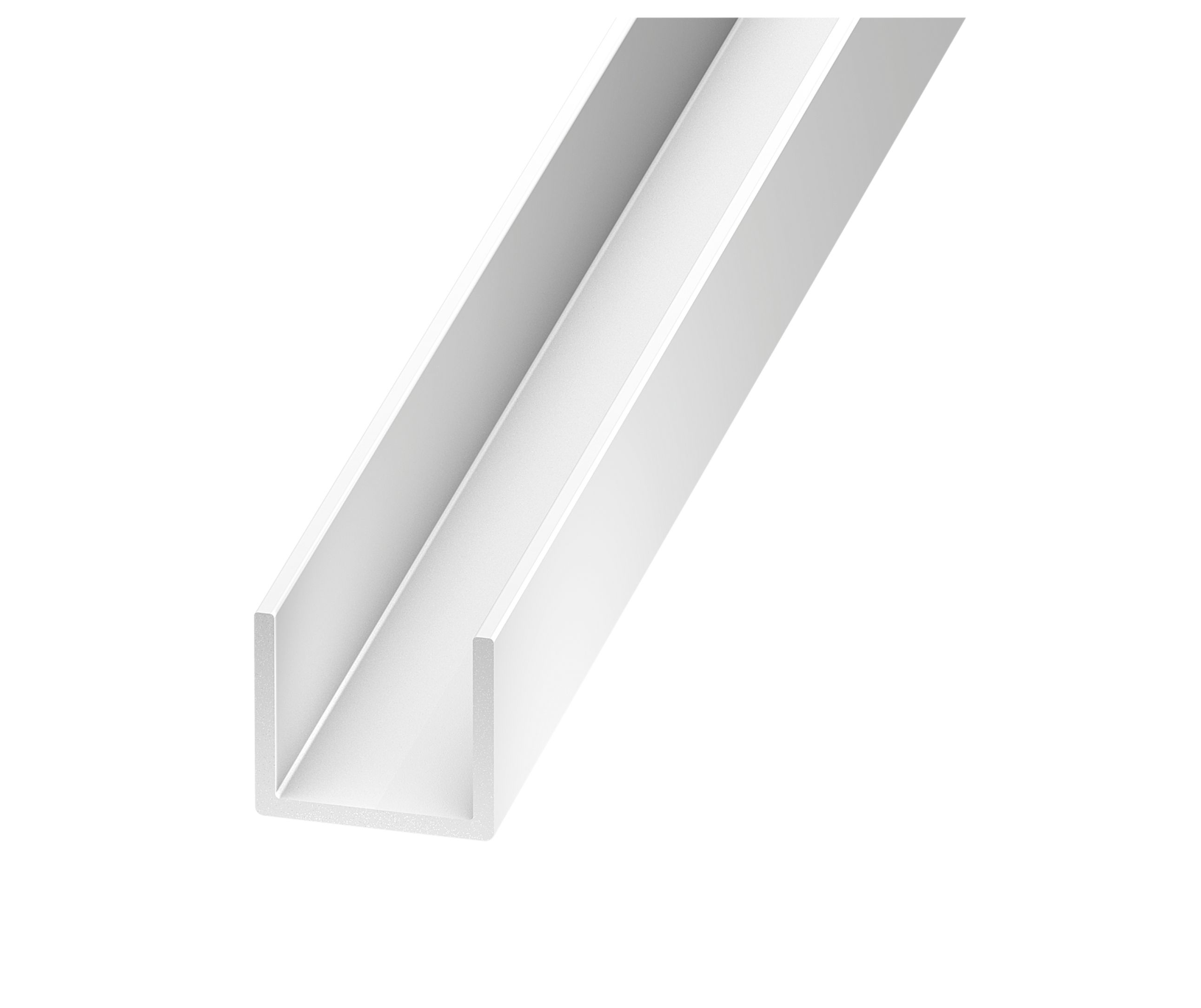 CQFD White Polyvinyl chloride (PVC) Equal U-shaped Channel, (L)2.5m (W)21mm (D)10mm (T)1mm