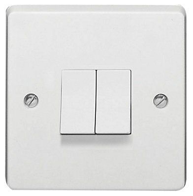 Crabtree 10A 2 way White Double Light Switch | DIY at B&Q