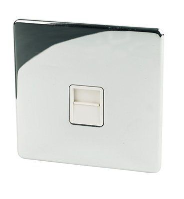 Crabtree Chrome 1 gang Flat plate Telephone & data socket | DIY at B&Q