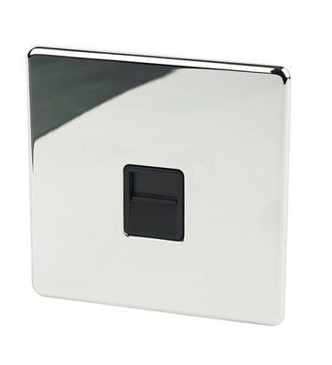 Crabtree Chrome 1 gang Screwless Telephone socket