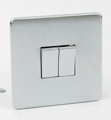 Crabtree Chrome 10A 2 way 2 gang On/Off Switch