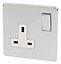 Crabtree Chrome 13A Switched Socket with White inserts