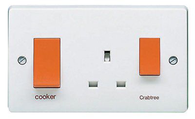 Crabtree White Cooker switch & socket