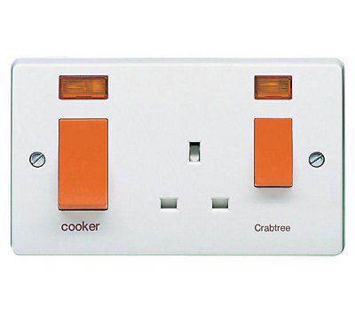 Crabtree White Cooker switch & socket