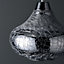 Crackle Pendant Glass & steel chrome effect LED Ceiling light