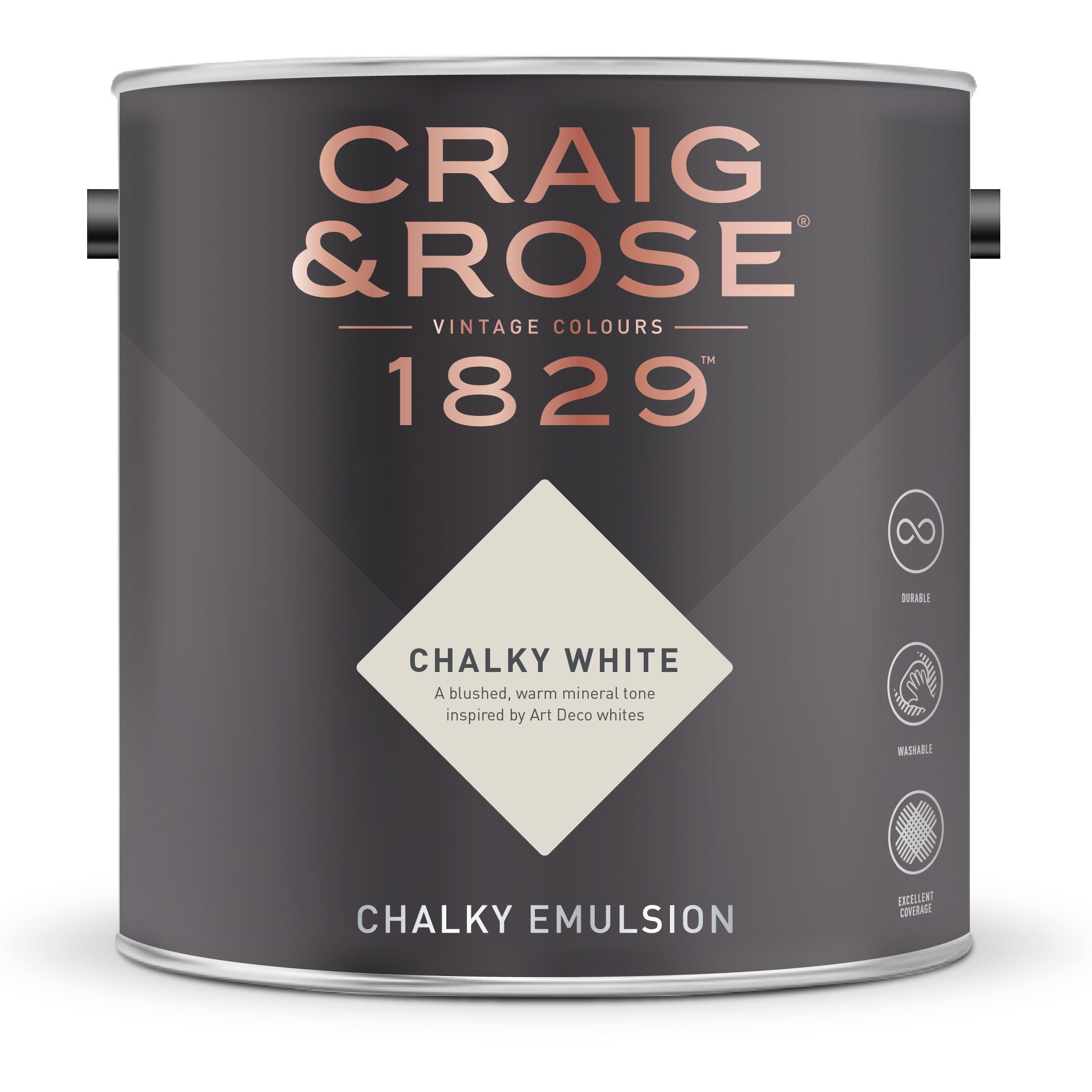 Craig & Rose 1829 Chalky White Chalky Emulsion paint, 2.5L