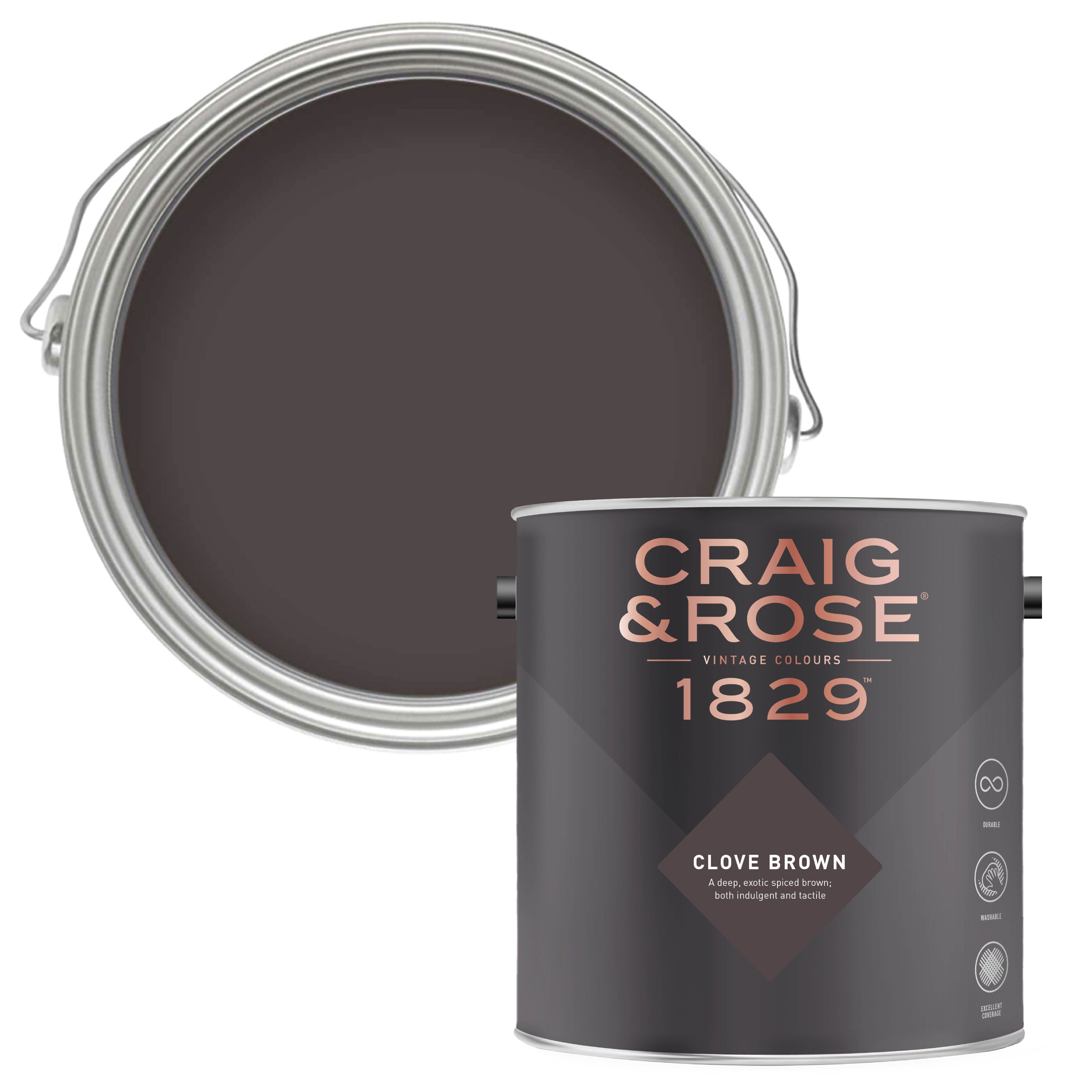 Craig & Rose 1829 Clove Brown Chalky Emulsion paint, 2.5L