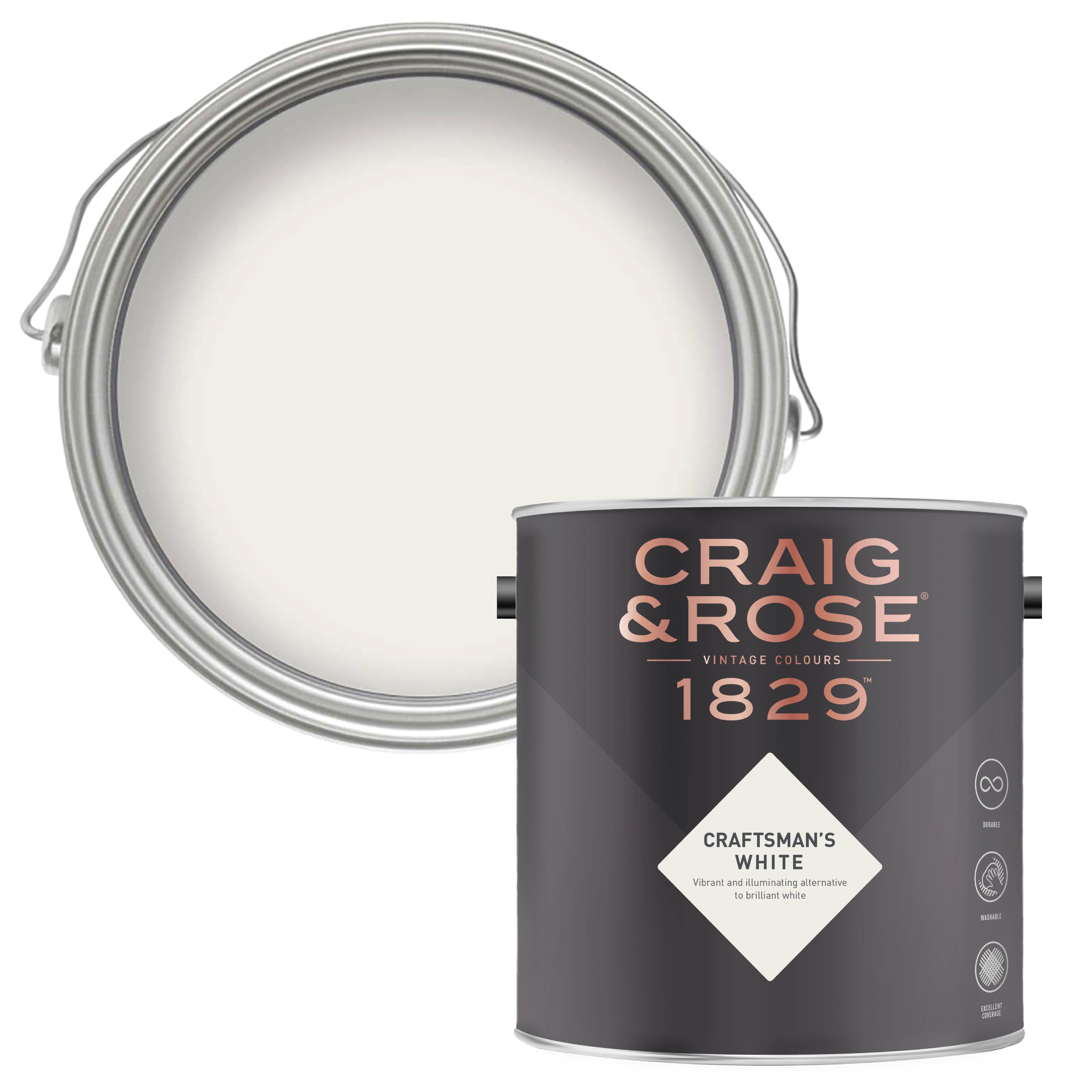 Craig & Rose 1829 Craftsman's White Eggshell Wall paint, 750ml DIY at B&Q