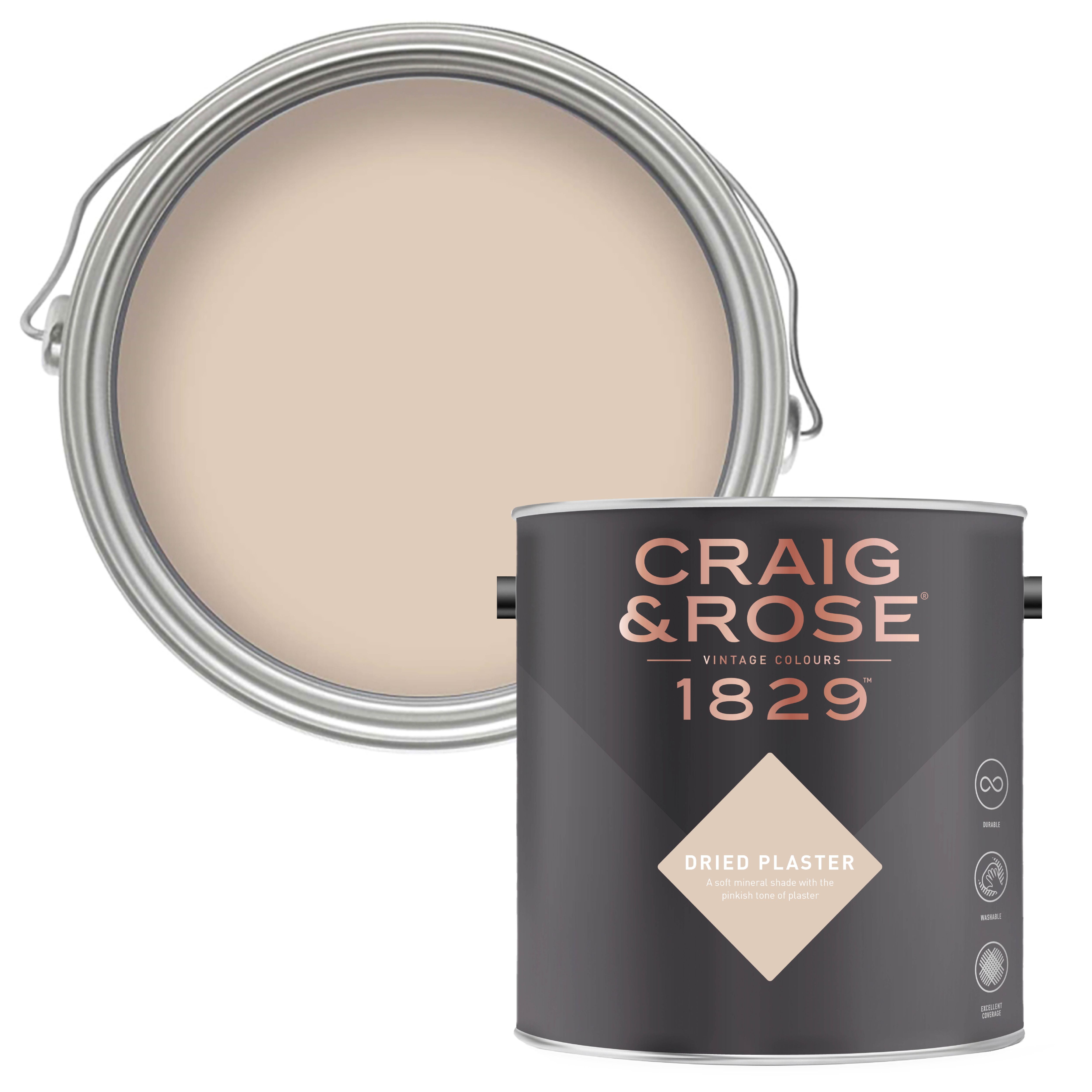 Craig & Rose 1829 Dried Plaste Chalky Emulsion paint, 2.5L