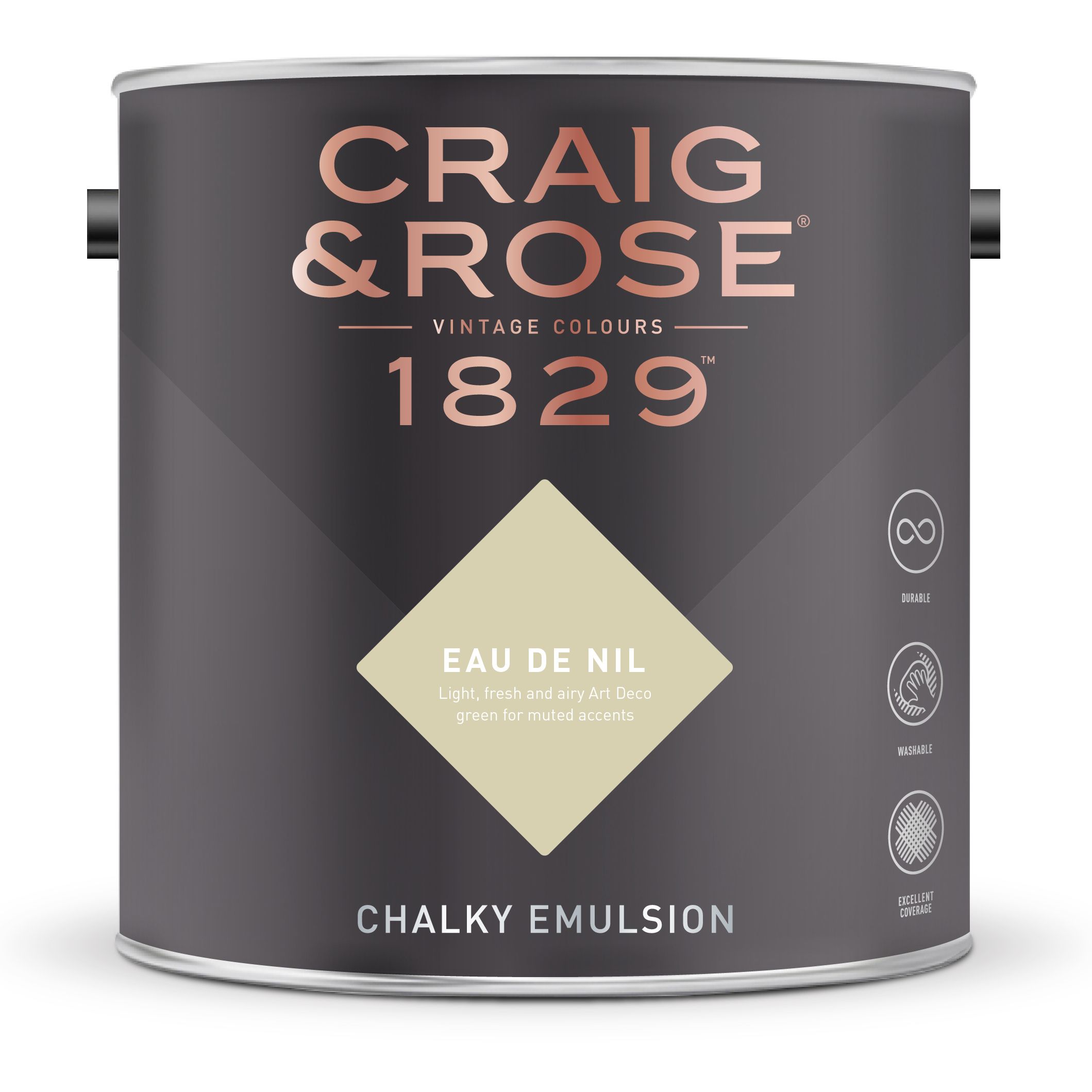 Craig & Rose 1829 Eau De Nil Chalky Emulsion paint, 2.5L