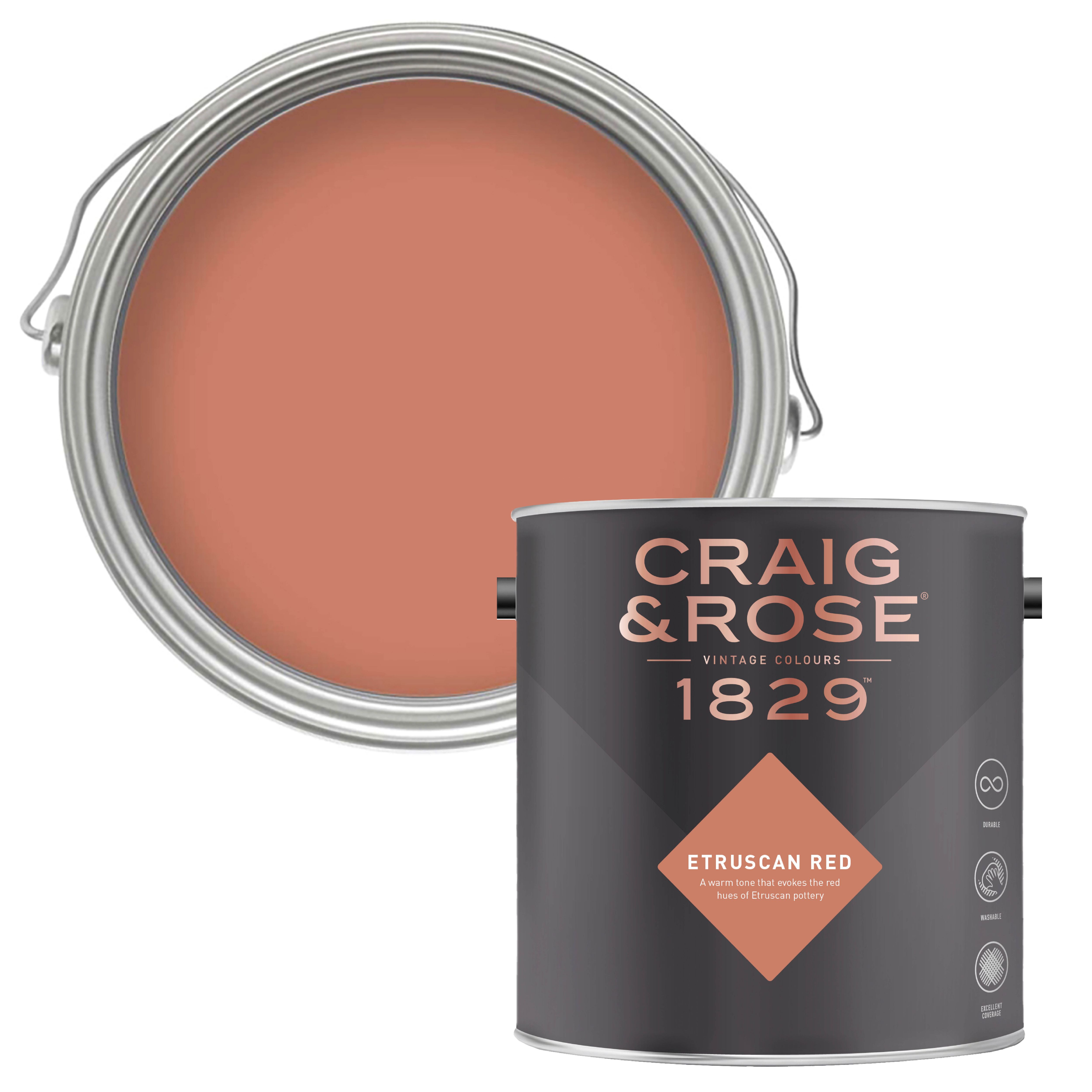 Craig & Rose 1829 Etruscan Red Chalky Emulsion paint, 2.5L