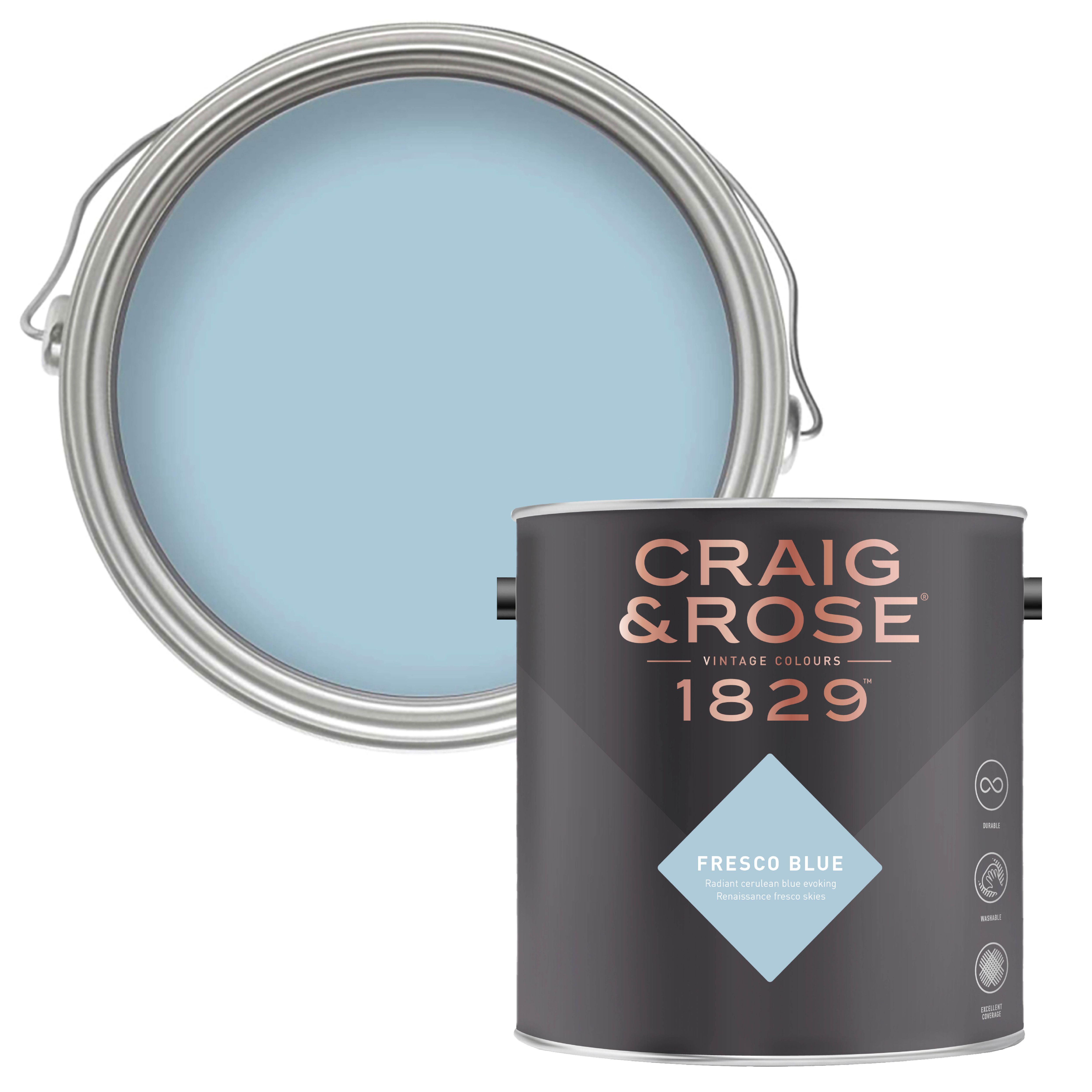 Craig & Rose 1829 Fresco Blue  Chalky Emulsion paint, 2.5L