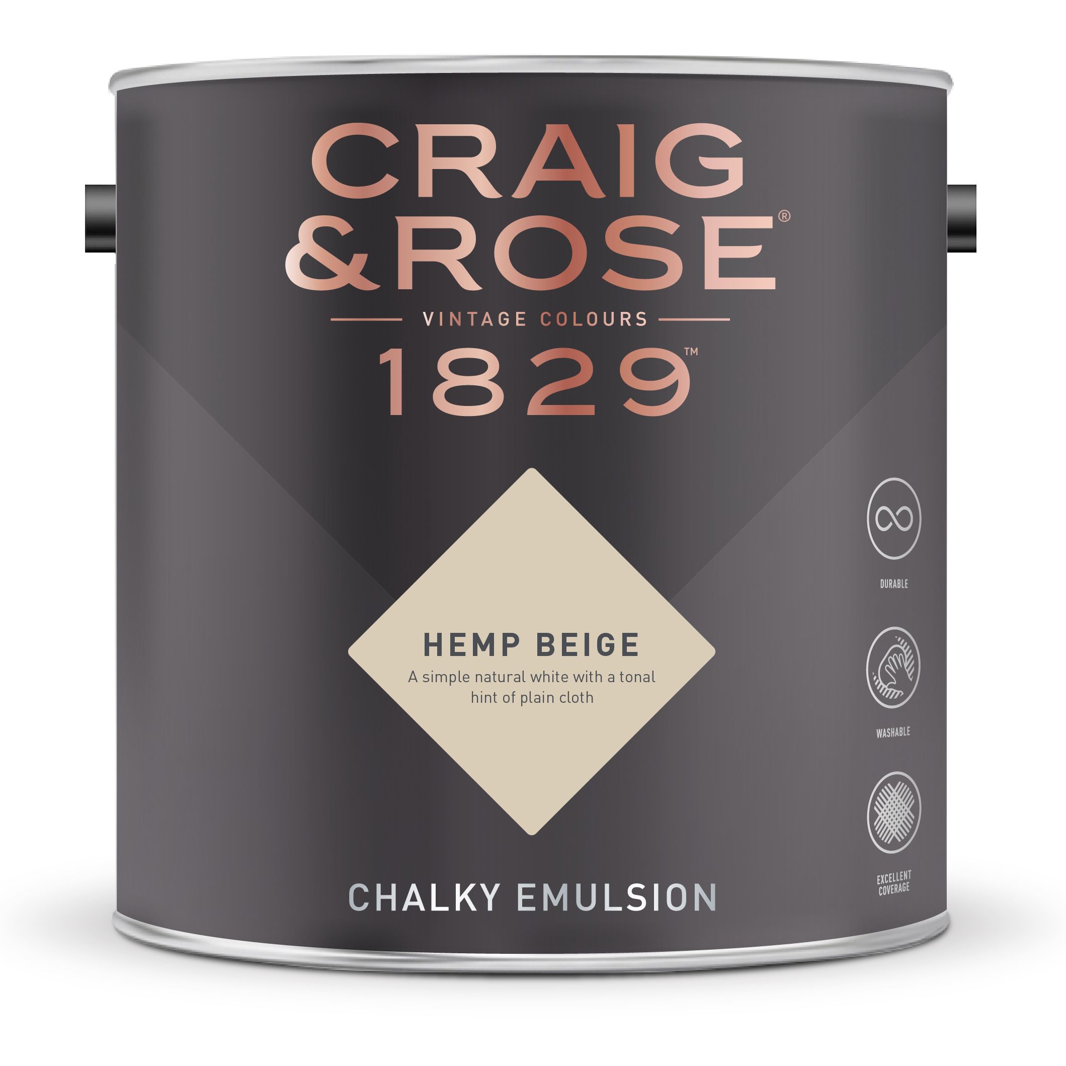 Craig & Rose 1829 Hemp Beige Chalky Emulsion paint, 2.5L