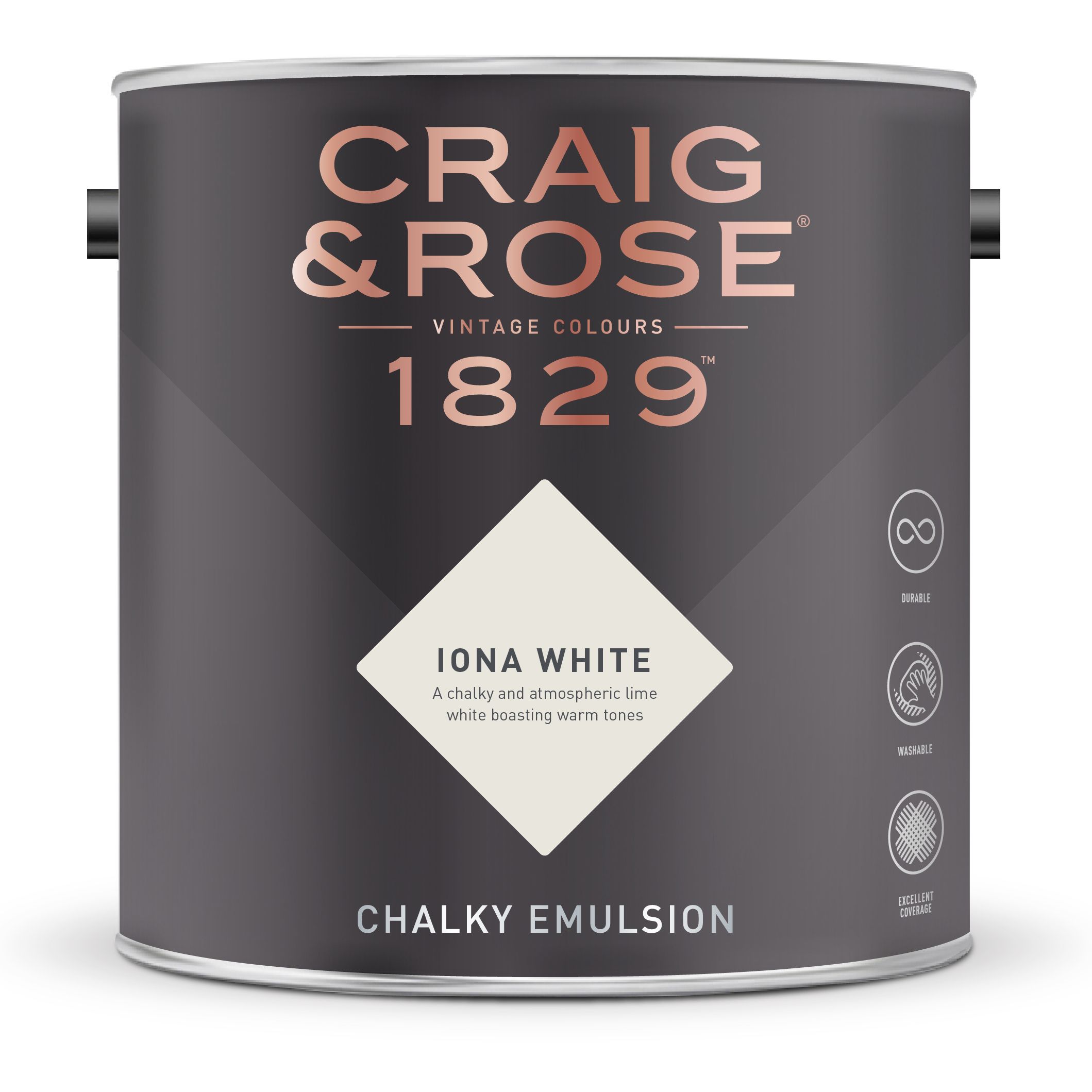 Craig & Rose 1829 Iona White Chalky Emulsion paint, 2.5L