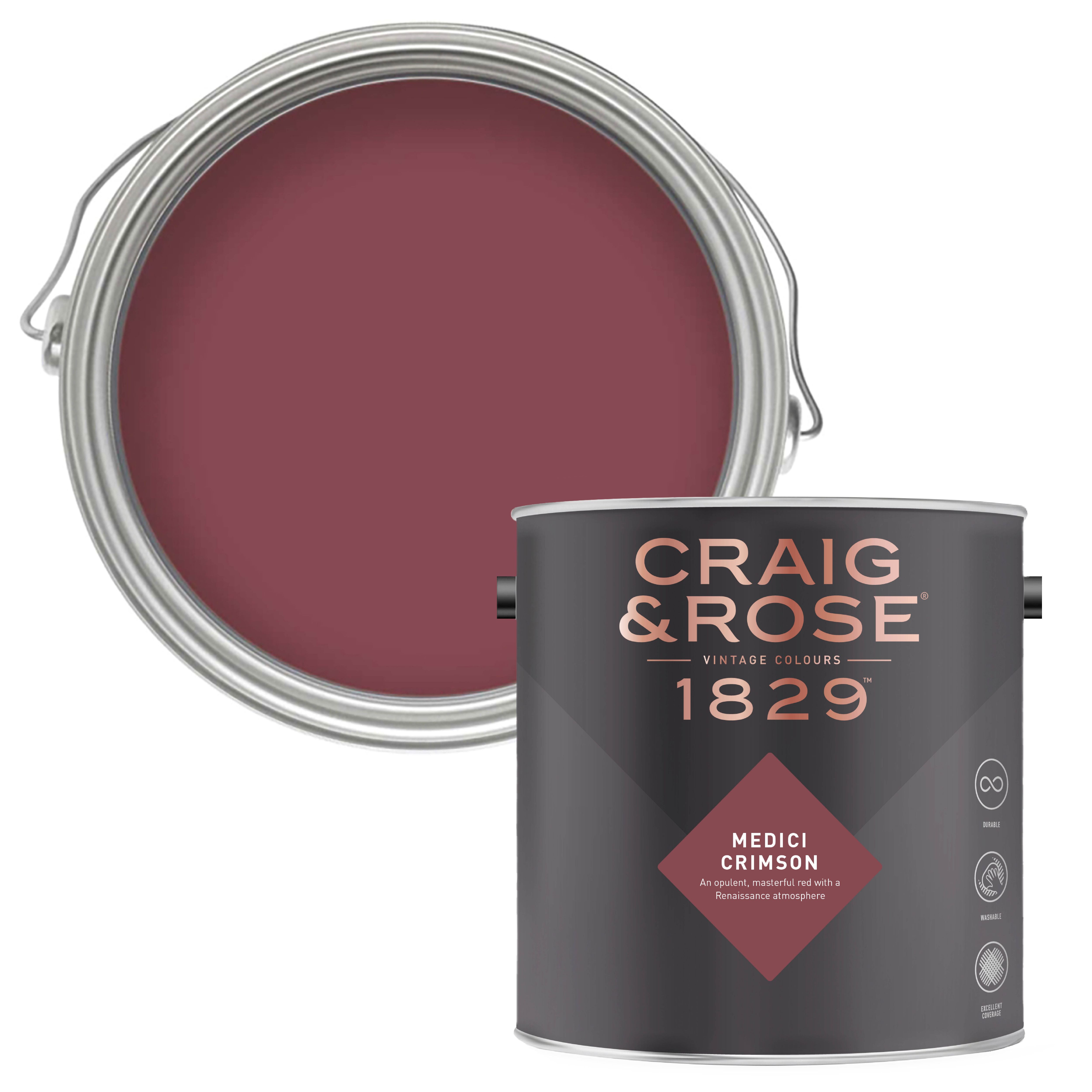 Craig & Rose 1829 Medici Crimson Chalky Emulsion paint, 2.5L