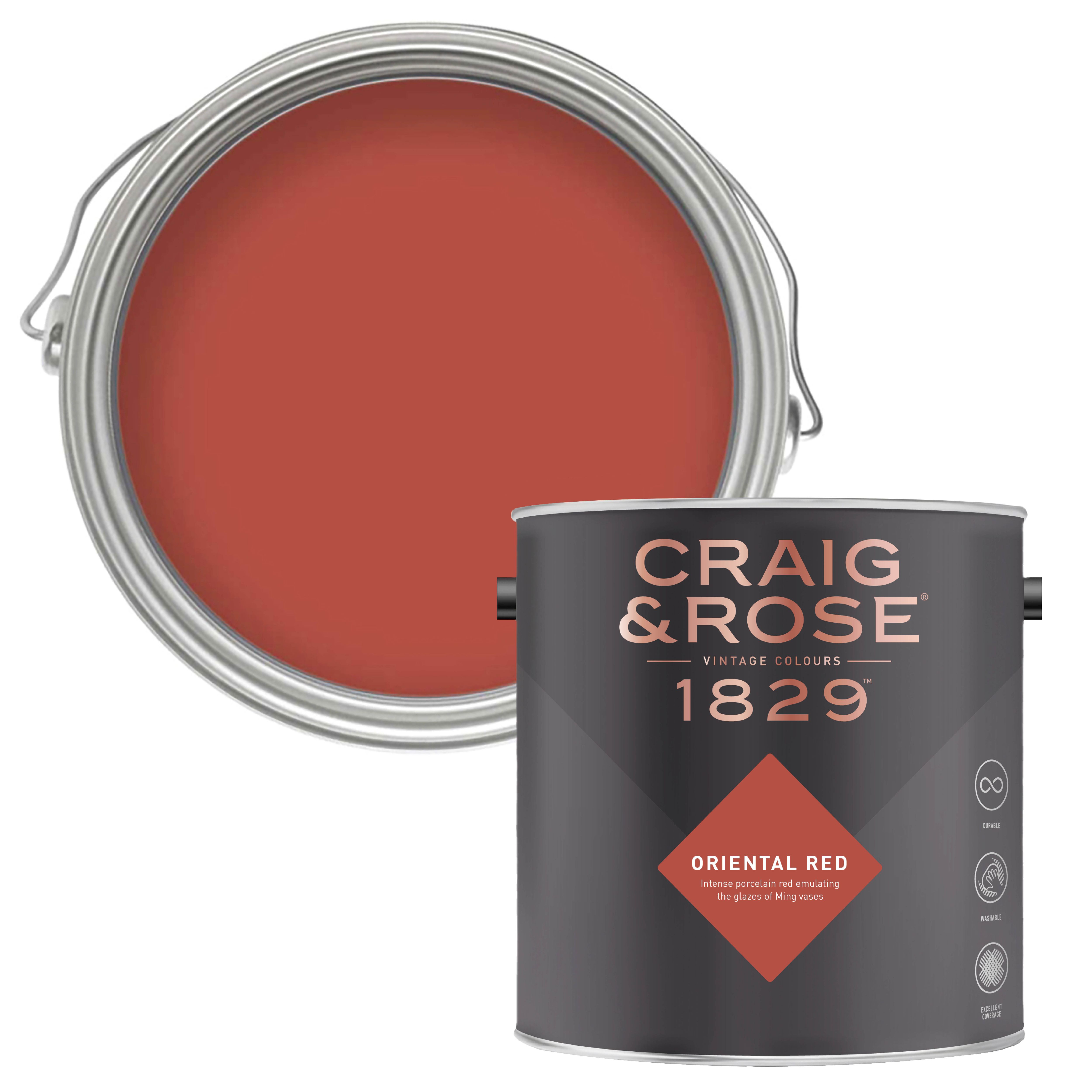 Craig & Rose 1829 Oriental Red Chalky Emulsion paint, 2.5L