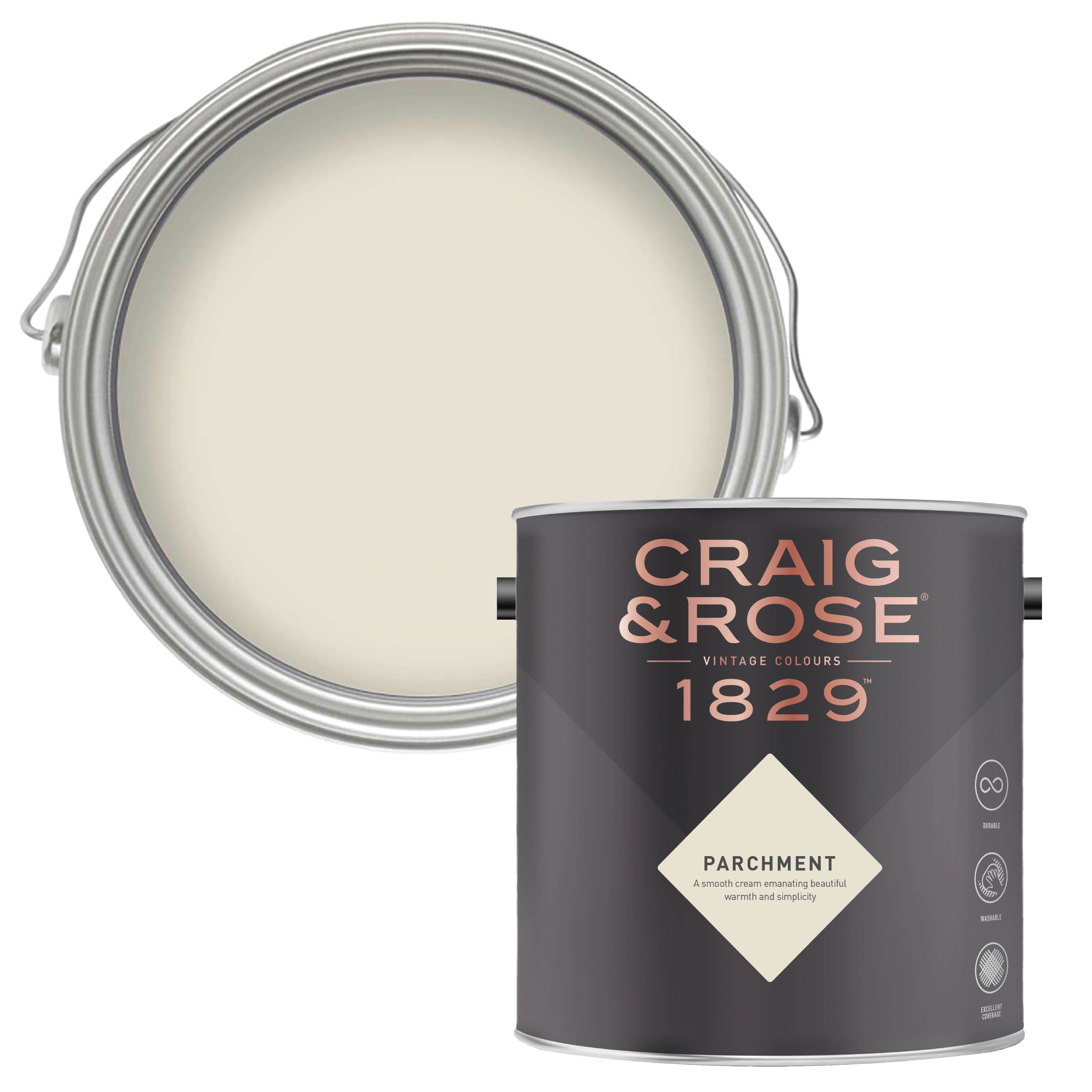 Craig & Rose 1829 Parchment Chalky Emulsion paint, 2.5L