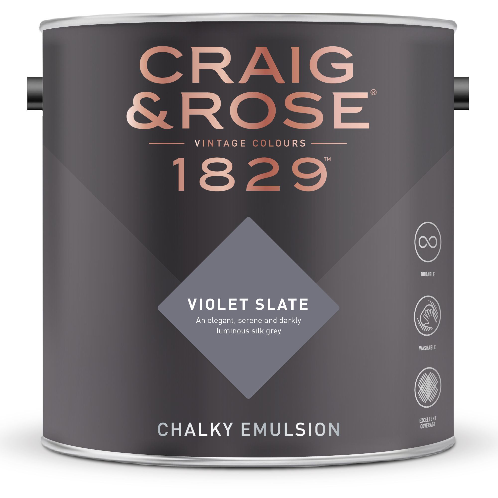 Craig & Rose 1829 Violet Slate Chalky Emulsion paint, 2.5L | DIY 