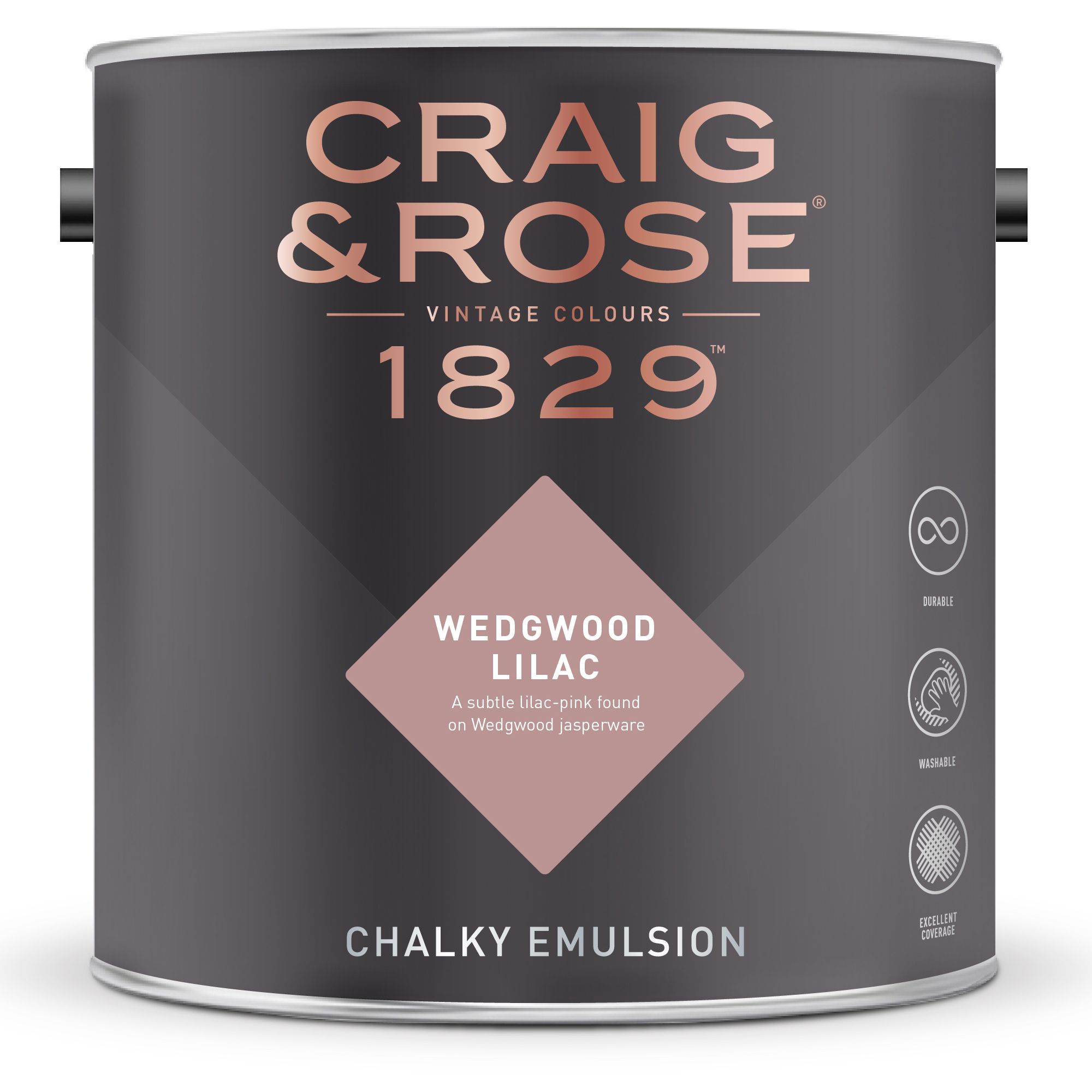 Craig & Rose 1829 Wedgwood Lilac Chalky Emulsion paint, 2.5L