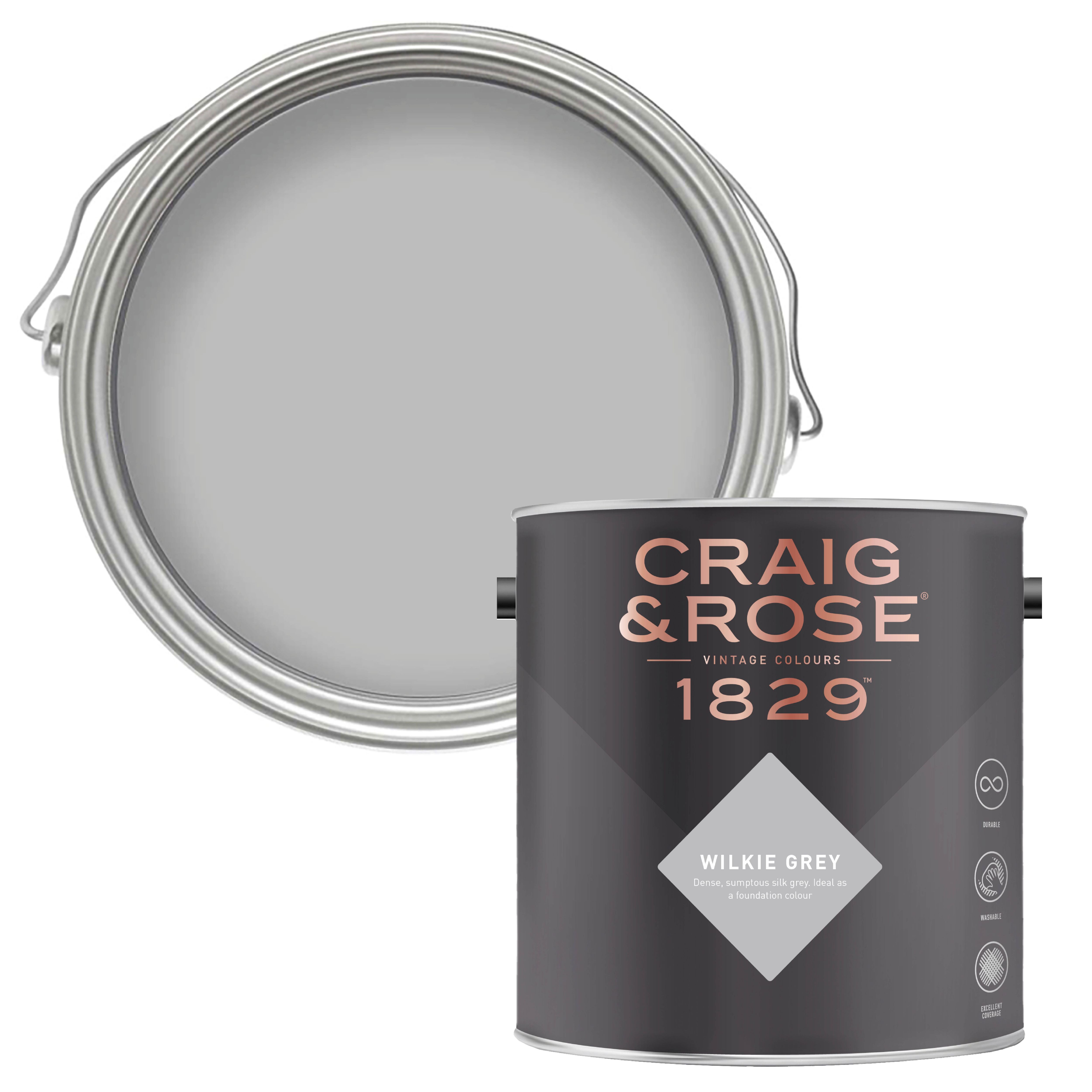 Craig & Rose 1829 Wilkie Grey Chalky Emulsion paint, 2.5L