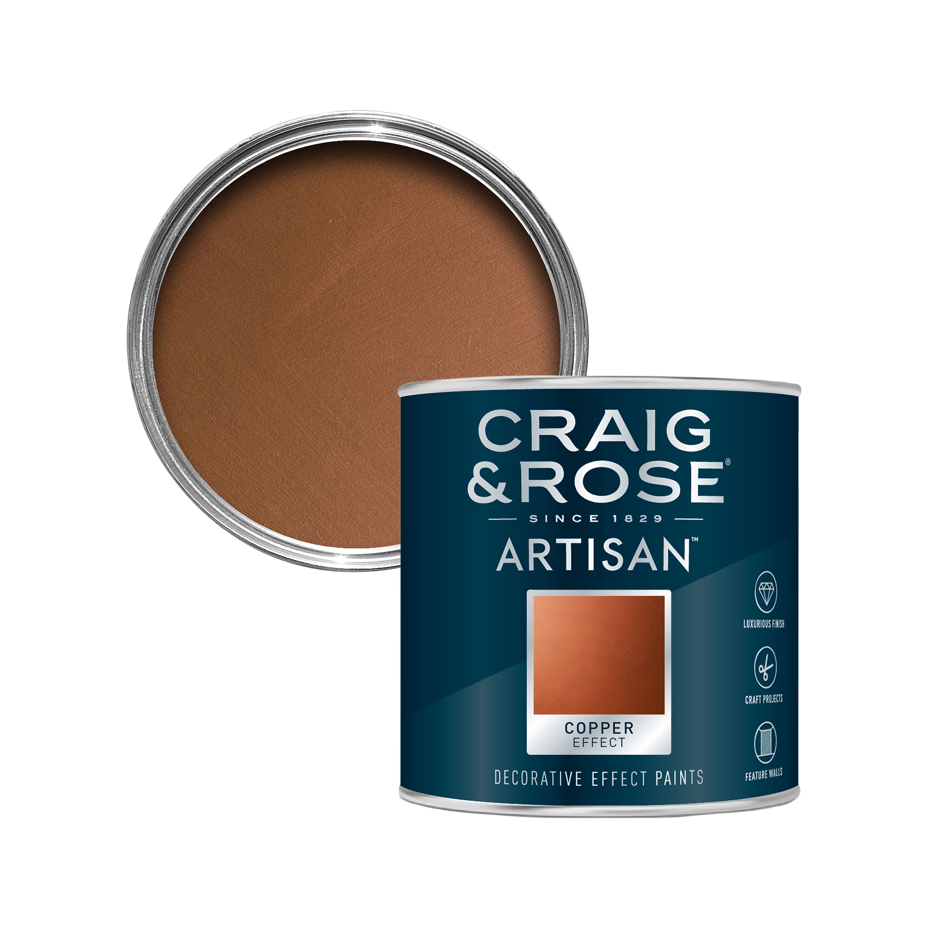 Craig & Rose Artisan Aged copper effect Mid sheen Topcoat Special effect paint, 250ml