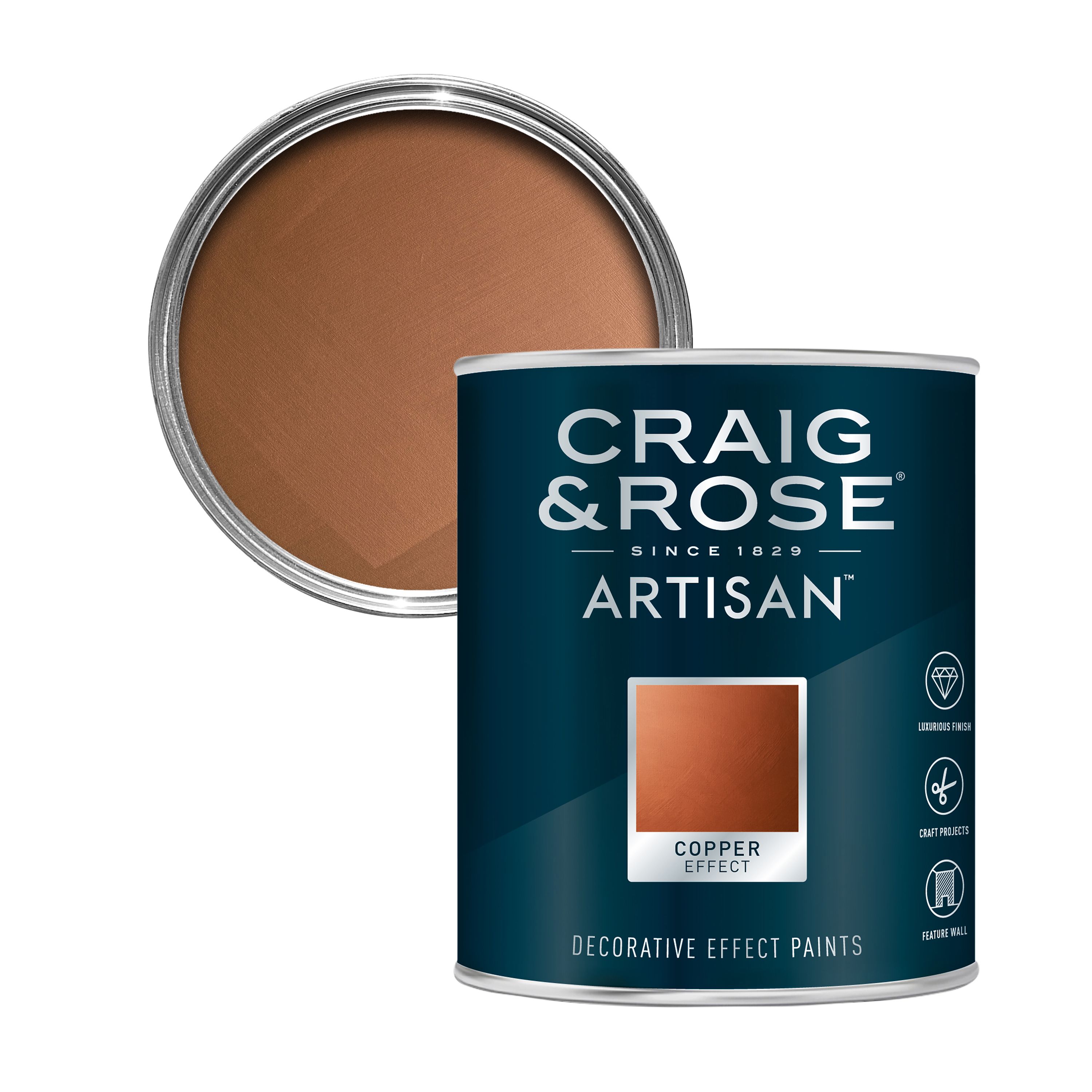 Craig & Rose Artisan Aged copper effect Mid sheen Topcoat Special effect paint, 750ml