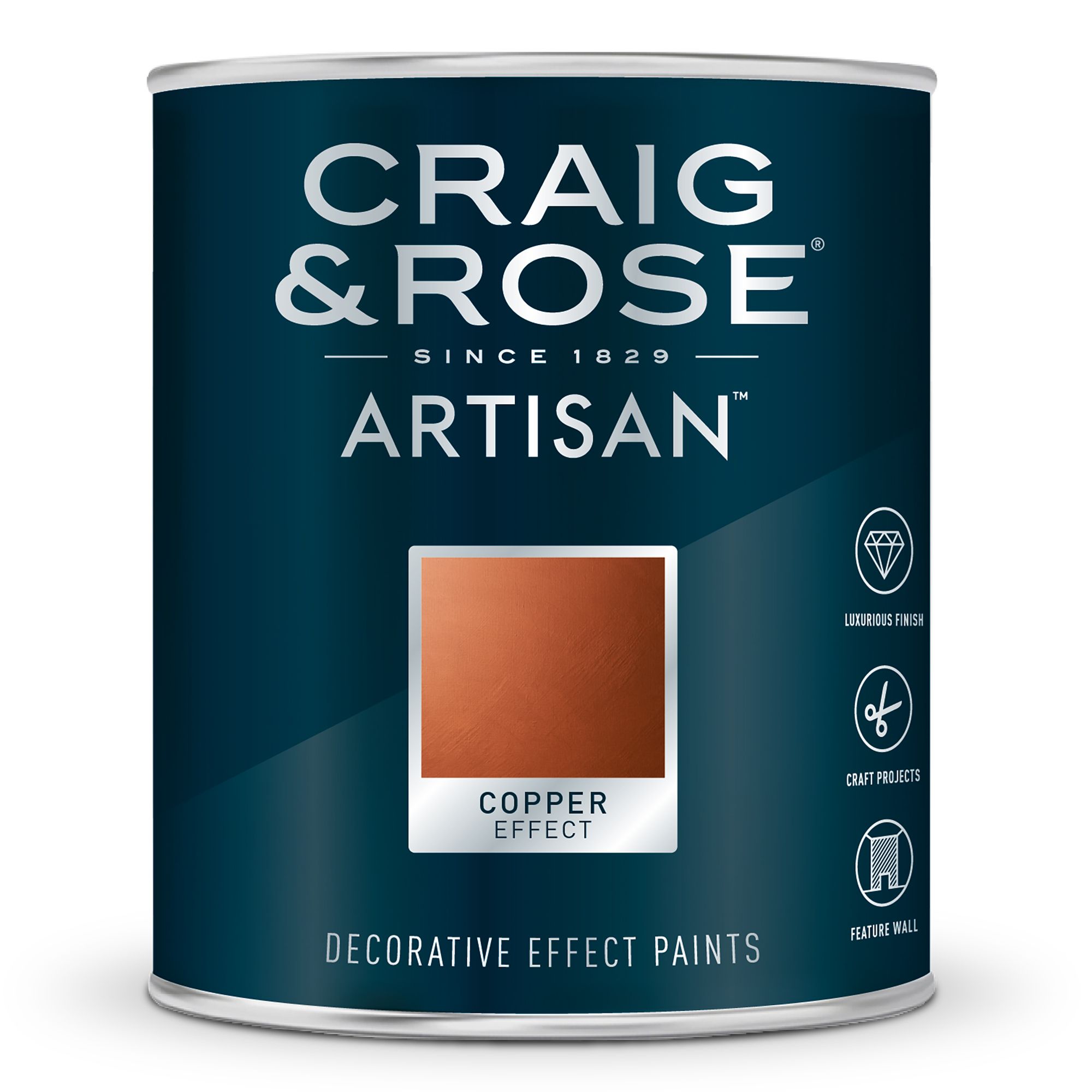 Craig & Rose Artisan Aged copper effect Mid sheen Topcoat Special effect paint, 750ml