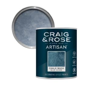 Craig & Rose Artisan Blue Ochre Wall & ceiling Topcoat Chalkwash paint, 750ml