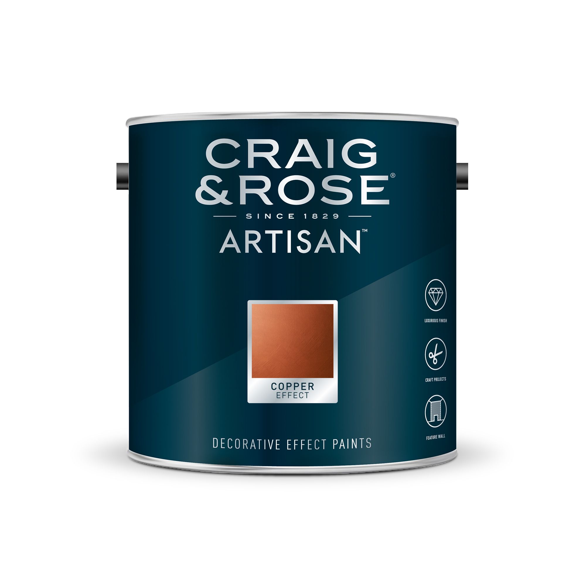 Craig & Rose Artisan Bright copper effect Mid sheen Topcoat Special effect paint, 2.5L