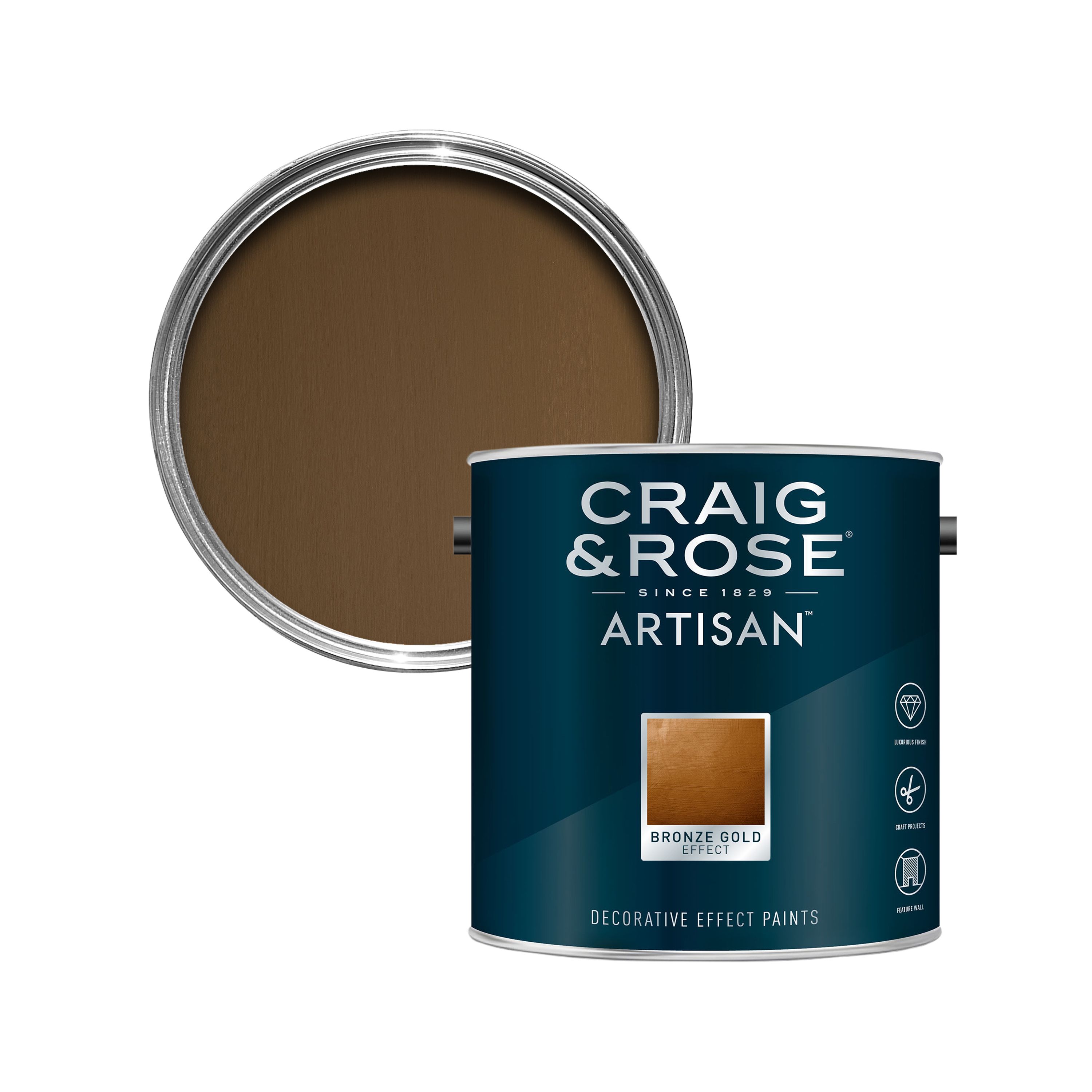 Craig & Rose Artisan Bronze Gold effect Mid sheen Topcoat Special effect paint, 2.5L