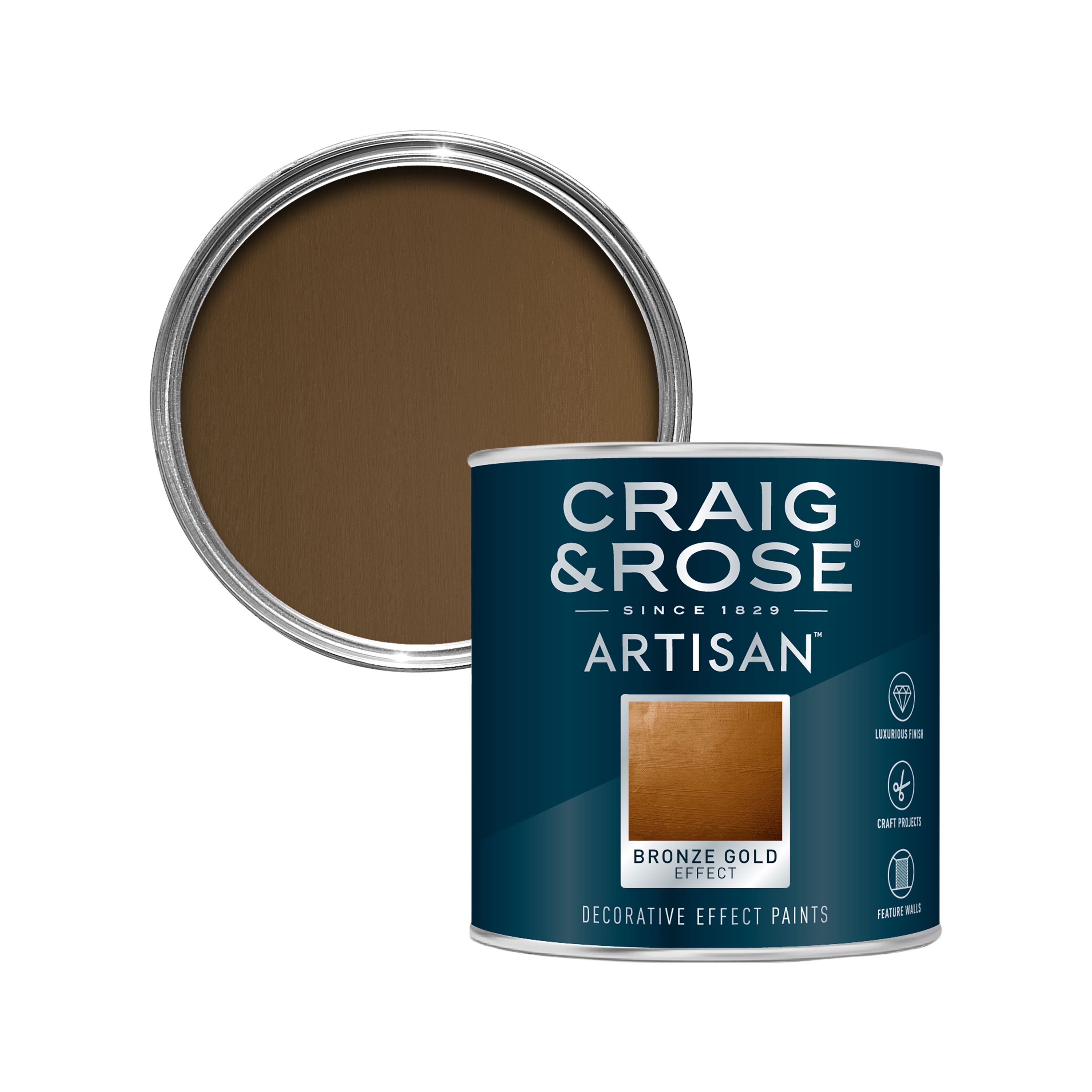 Craig & Rose Artisan Bronze Gold effect Mid sheen Topcoat Special effect paint, 250ml